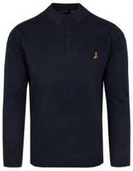 Dzianinowy Lekki Sweter w Stylu Longsleeve Polo – Brave Soul - Granatowy. Niebieskie swetry rozpinane Brave Soul, na jesień, m, bez wzorów, z bawełny, bez kołnierzyka, bez ramiączek. Za 99.00 zł.