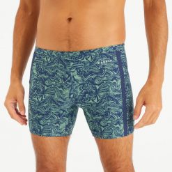Bokserki długie pływackie męskie Nabaiji 100 Yoko. Niebieskie odzież kąpielowa NABAIJI, l, bez wzorów, z elastanu, eleganckie. Za 89.99 zł.