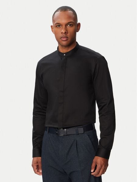 HUGO Koszula Kaleb 50544949 Czarny Slim Fit. Czarne koszule Hugo, m, bez wzorów, z bawełny, bez kołnierzyka, bez ramiączek. Za 449.99 zł.