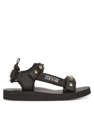 Versace Jeans Couture Sandały 78YA3S7C Czarny. Czarne sandały Versace Jeans Couture, z jeansu, bez zapięcia. Za 559.99 zł.