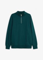 Bluza ze stójką z czystej bawełny organicznej. Czarne bluzy bonprix, m, bez wzorów, z bawełny, bez kaptura. Za 109.99 zł.