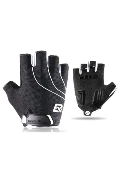RĘKAWICZKI ROWEROWE FF S107-1. Czarne rękawiczki ROCKBROS, bez wzorów, z materiału. Za 58.99 zł.