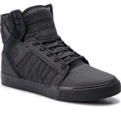 Sneakersy SUPRA - Skytop 08174-033-M Black/Dk Grey/Black. Czarne buty sportowe casual Supra, bez wzorów, z materiału, bez zapięcia, adidas advantage. W wyprzedaży za 319.00 zł.