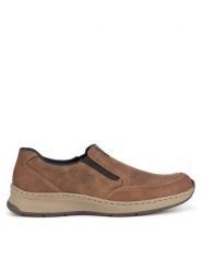 Rieker Półbuty 14362-24 Brązowy. Brązowe eleganckie półbuty Rieker, bez wzorów, z materiału, bez obcasa, bez zapięcia. Za 319.99 zł.