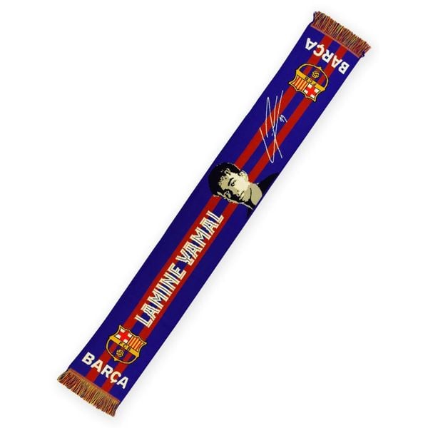FC Barcelona 25-26, oficjalny szalik - podpisany, Lamine Yamal. Czerwone szaliki FC Barcelona, bez wzorów. W wyprzedaży za 104.36 zł.