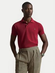 Polo Ralph Lauren Polo 710536856501 Czerwony ciemny Slim Fit. Czerwone koszulki polo Polo Ralph Lauren, m, bez wzorów, z bawełny, bez kołnierzyka, bez ramiączek. Za 594.99 zł.