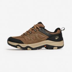 Buty turystyczne męskie Quechua MH500 wodoodporne. Brązowe buty turystyczne QUECHUA, na lato, bez wzorów, z kauczuku, bez zapięcia, outdoorowe. Za 289.99 zł.