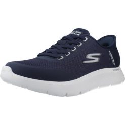 Buty SKECHERS SLIP-INS GO WALK FLEX NETRO Niebieski. Niebieskie buty trekkingowe Skechers, bez wzorów, z tkaniny, bez zapięcia. Za 385.99 zł.