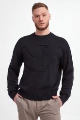Sweter męski wełniany EMPORIO ARMANI. Swetry nierozpinane Emporio Armani, m, bez wzorów, z wełny, bez kołnierzyka, bez ramiączek. W wyprzedaży za 991.20 zł.