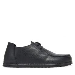 Półbuty Birkenstock. Czarne eleganckie półbuty Birkenstock, bez wzorów, bez obcasa, bez zapięcia. Za 719.99 zł.