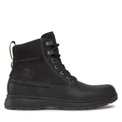 Trzewiki Timberland. Czarne botki sznurowane Timberland, bez wzorów, bez obcasa, bez zapięcia. Za 799.99 zł.