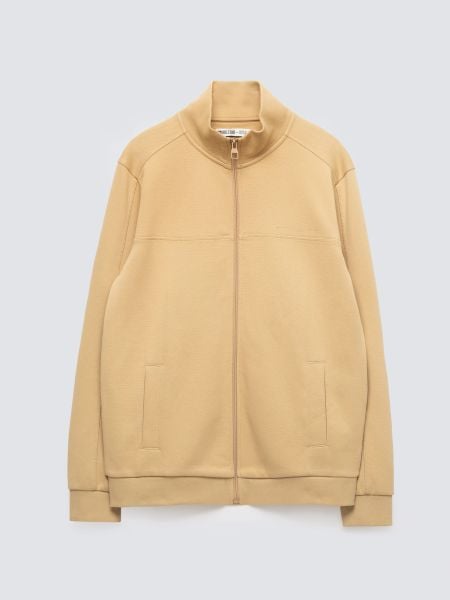 Bluza męska rozpinana ze stójką beżowa Wlador 801. Brązowe bluzy BIG STAR, l, bez wzorów, z dresówki, bez kaptura. Za 249.99 zł.