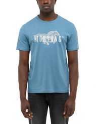 Męski T-Shirt Mustang Style Austin Bluestone 1016858 5180. T-shirty Mustang, m, bez wzorów, bez kołnierzyka, bez ramiączek. Za 79.99 zł.