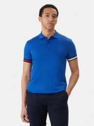 Tommy Hilfiger Polo MW0MW42743 Niebieski Slim Fit. Niebieskie koszulki polo Tommy Hilfiger, l, bez wzorów, z bawełny, bez kołnierzyka, bez ramiączek. Za 449.99 zł.