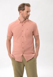 Koszula z lnem, Regular Fit, C-LIN. Czerwone koszule Volcano, m, bez wzorów, z bawełny, bez kołnierzyka, bez ramiączek. Za 139.99 zł.