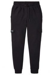 Spodnie sportowe z kieszeniami cargo, regular fit. Czarne spodnie treningowe długie bonprix, m, bez wzorów. Za 109.99 zł.
