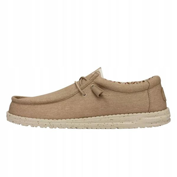 HeyDude Męskie Mokasyny Wally Stretch Canvas. Brązowe mokasyny Hey dude, bez wzorów, z materiału, bez obcasa, bez zapięcia. Za 199.00 zł.