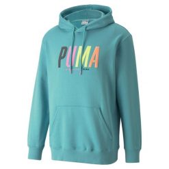 Bluza dresowa męska Puma SWXP GRAPHIC. Niebieskie bluzy z kapturem Puma, l, bez wzorów, z dresówki, z kapturem. Za 416.00 zł.
