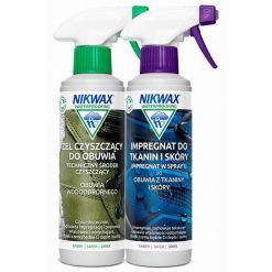 Zestaw do czyszczenia i impregnacji obuwia z tkanin i skóry Nikwax 2 x 300 ml. Buty trekkingowe Nikwax, bez wzorów, ze skóry, bez zapięcia. Za 66.99 zł.