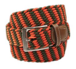 Pasek Oliwkowo-Pomarańczowy, Elastyczny do Spodni, Casualowy, Pleciony, Parciany -ALTIES. Brązowe paski Alties, bez wzorów, z elastanu. Za 59.00 zł.