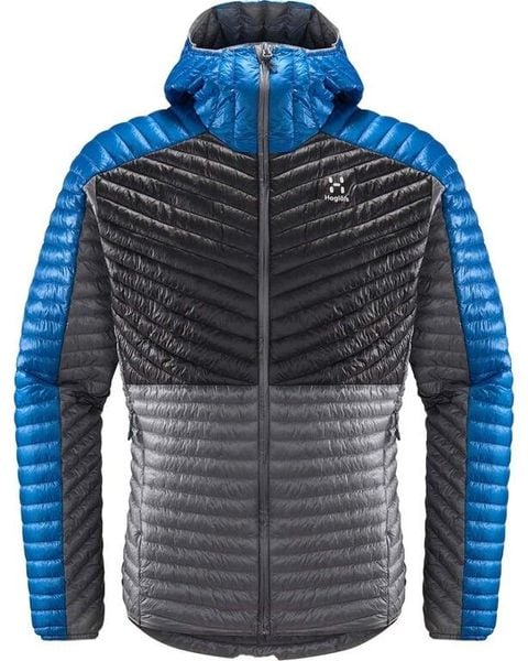 HAGLOFS Kurtka ocieplana męska L.I.M MIMIC HOOD MEN Concrete/Magnetite-S. Szare kurtki Haglöfs, l, bez wzorów, z materiału, z kapturem. Za 624.64 zł.