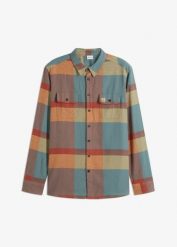 Koszula flanelowa z czystej bawełny. Szare koszule bonprix, m, bez wzorów, z bawełny, bez kołnierzyka, bez ramiączek. Za 109.99 zł.