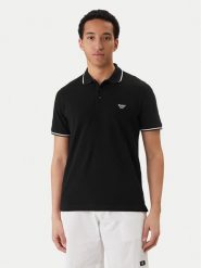 Emporio Armani Polo EM001380 AF20424 UC001 Czarny Regular Fit. Czarne koszulki polo Emporio Armani, l, bez wzorów, z bawełny, bez kołnierzyka, bez ramiączek. Za 439.99 zł.
