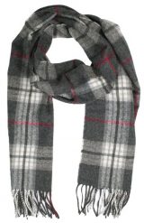 Szalik Męski, Szary w Kratkę, Jesienno-Zimowy z Frędzlami, Ciepły -V. FRAAS. Szare szaliki V. Fraas, bez wzorów, z materiału. Za 85.00 zł.