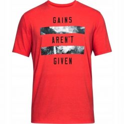 Koszulka sportowa męska Under Armour Gains Arent Given 1305662. Czerwone t-shirty sportowe Under Armour, bez wzorów, bez ramiączek, na fitness i siłownię. Za 119.00 zł.