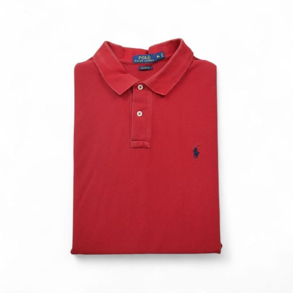 Second life - Krótki rękaw męskie polo - Stan bardzo dobry. Czerwone koszulki polo RALPH LAUREN, m, bez wzorów, bez kołnierzyka, bez ramiączek, na golfa. Za 76.10 zł.