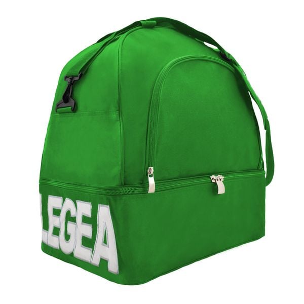 Torba piłkarska NUORO z dnem 50x36x56 cm. Zielone torby na ramię Legea, bez wzorów, na ramię, bez dodatków. W wyprzedaży za 129.50 zł.