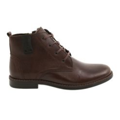 Polbut Buty męskie zimowe C20F ciemny brąz brązowe. Brązowe botki sznurowane na zimę, bez wzorów, ze skóry, z okrągłym noskiem, bez obcasa, bez zapięcia. Za 367.89 zł.