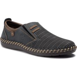 Półbuty RIEKER - B2477-14 Blau. Niebieskie eleganckie półbuty Rieker, bez wzorów, z materiału, bez obcasa, bez zapięcia. W wyprzedaży za 189.00 zł.