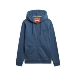 Bluza z kapturem i zamkiem błyskawicznym Superdry Essential Logo. Niebieskie bluzy z kapturem Superdry, m, bez wzorów, z dresówki, z kapturem. Za 342.35 zł.