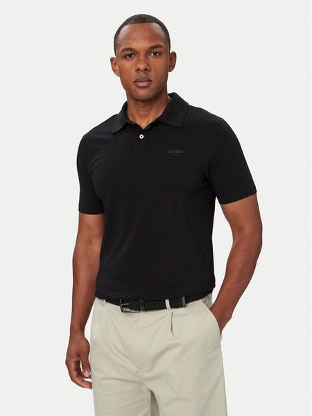 Guess Polo M6YP07 K4104 Czarny Slim Fit. Czarne koszulki polo Guess, m, z aplikacjami, z bawełny, bez kołnierzyka, bez ramiączek. Za 264.99 zł.
