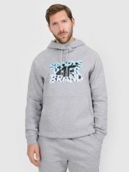 4F Bluza dresowa nierozpinana z kapturem męska - szara M. Szare bluzy 4F, m, bez wzorów, z dresówki, z kapturem. Za 189.99 zł.