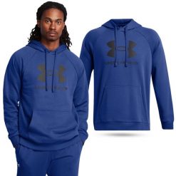 Bluza fitness męska Under Armour Rival Fleece Logo HD. Niebieskie bluzy Under Armour, m, bez wzorów, z kapturem. Za 189.99 zł.