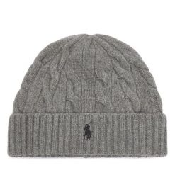 Czapka Polo Ralph Lauren. Szare czapki zimowe Polo Ralph Lauren, bez wzorów. Za 519.99 zł.