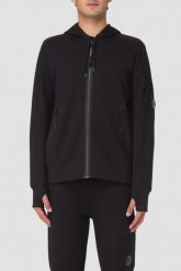 C.P. COMPANY Czarna męska bluza Hooded Open. Czarne bluzy C.P. Company, l, bez wzorów, bez kaptura. W wyprzedaży za 859.99 zł.