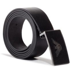 Pasek Męski Emporio Armani. Czarne paski Emporio Armani, bez wzorów. Za 419.99 zł.