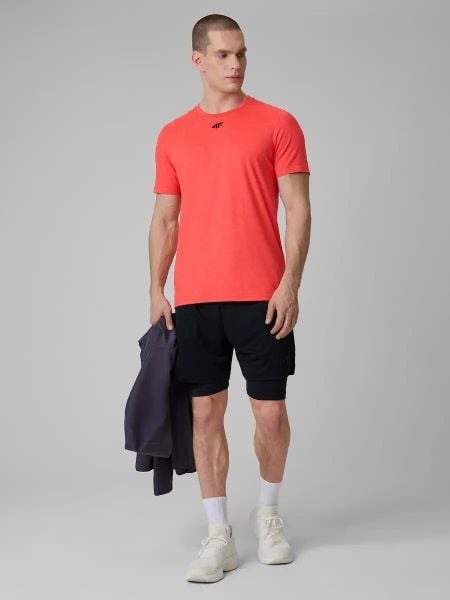Spodenki treningowe szybkoschnące męskie 4F 4FRSS26TFSHM1661. Niebieskie krótkie spodenki sportowe 4F, l, bez wzorów, z elastanu. Za 91.99 zł.