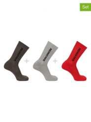 SALOMON Skarpety funkcyjne (3 pary) w kolorze beżowym, brązowym i czerwonym rozmiar: 36-38. Brązowe skarpety Salomon, bez wzorów, z materiału. Za 39.31 zł.