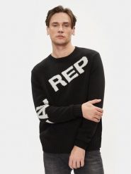 Replay Sweter UK2514.000.G2897J Czarny Regular Fit. Czarne swetry rozpinane Replay, l, bez wzorów, z syntetyku, bez kołnierzyka, bez ramiączek. Za 699.99 zł.