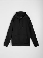 Bluza hoodie basic - czarny. Czarne bluzy bez kaptura Sinsay, l, bez wzorów, bez kaptura. Za 39.99 zł.