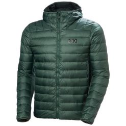 Kurtka z kapturem Helly Hansen Verglas Down Hybrid 2.0. Zielone kurtki Helly Hansen, bez wzorów, z puchu, z kapturem. W wyprzedaży za 951.00 zł.