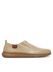 Rieker Półbuty 10452-60 Beżowy. Brązowe eleganckie półbuty Rieker, bez wzorów, ze skóry, bez obcasa, bez zapięcia. Za 249.99 zł.