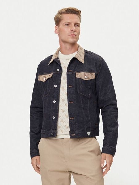 Guess Kurtka przejściowa 177333 Niebieski Classic Fit. Niebieskie kurtki Guess, l, z aplikacjami, z bawełny, bez kaptura. Za 309.99 zł.