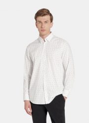 PAKO LORENTE - Biała koszula męska paisley. Białe koszule Pako Lorente, na jesień, l, bez wzorów, z bawełny, bez kołnierzyka, bez ramiączek. Za 149.99 zł.