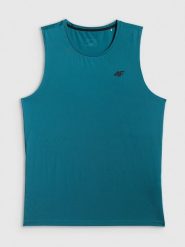 4F Koszulka treningowa regular szybkoschnąca męska - zielona M. Zielone t-shirty 4F, m, bez wzorów, z materiału, bez kołnierzyka, bez ramiączek. Za 69.99 zł.