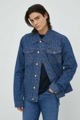 Wrangler kurtka jeansowa x Leon Bridges męska kolor granatowy przejściowa oversize. Niebieskie kurtki Wrangler, l, bez wzorów, z jeansu, bez kaptura. W wyprzedaży za 419.99 zł.